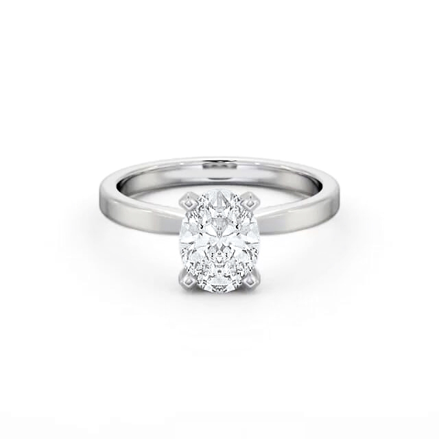 Oval Diamond Engagement Ring 18K White Gold Solitaire - Ariam ENOV24_WG_HAND
