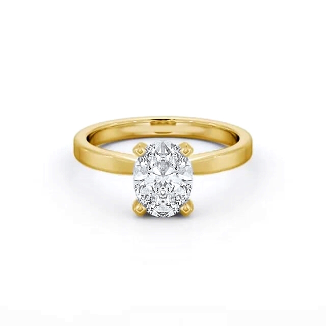 Oval Diamond Engagement Ring 18K Yellow Gold Solitaire - Ariam ENOV24_YG_HAND