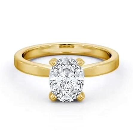 Oval Diamond Square Prongs Engagement Ring 18K Yellow Gold Solitaire ENOV24_YG_THUMB1