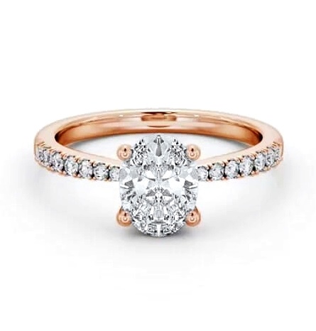 Oval Diamond 4 Prong Engagement Ring 9K Rose Gold Solitaire ENOV24S_RG_THUMB1