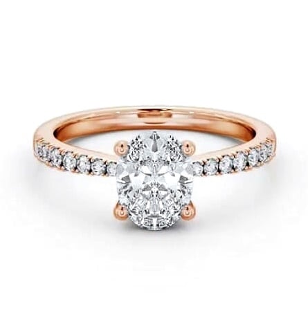 Oval Diamond 4 Prong Engagement Ring 18K Rose Gold Solitaire ENOV24S_RG_THUMB2 