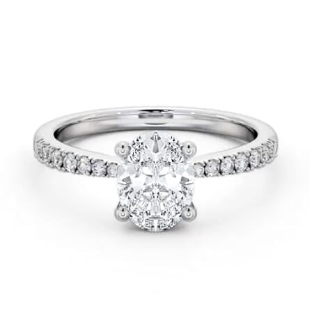 Oval Diamond 4 Prong Engagement Ring Platinum Solitaire with Channel ENOV24S_WG_THUMB2 