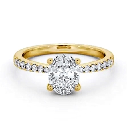 Oval Diamond 4 Prong Engagement Ring 9K Yellow Gold Solitaire ENOV24S_YG_THUMB1