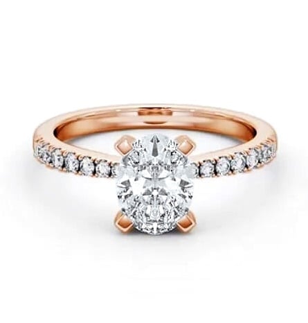 Oval Diamond Tapered Band Engagement Ring 9K Rose Gold Solitaire ENOV25S_RG_THUMB1
