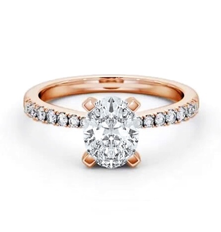 Oval Diamond Tapered Band Engagement Ring 18K Rose Gold Solitaire ENOV25S_RG_THUMB2 