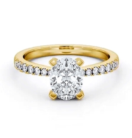 Oval Diamond Tapered Band Engagement Ring 9K Yellow Gold Solitaire ENOV25S_YG_THUMB1