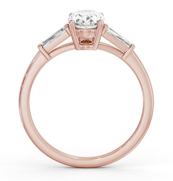 Oval Ring 9K Rose Gold Solitaire with Tapered Baguette Side Stones ENOV26S_RG_THUMB1 