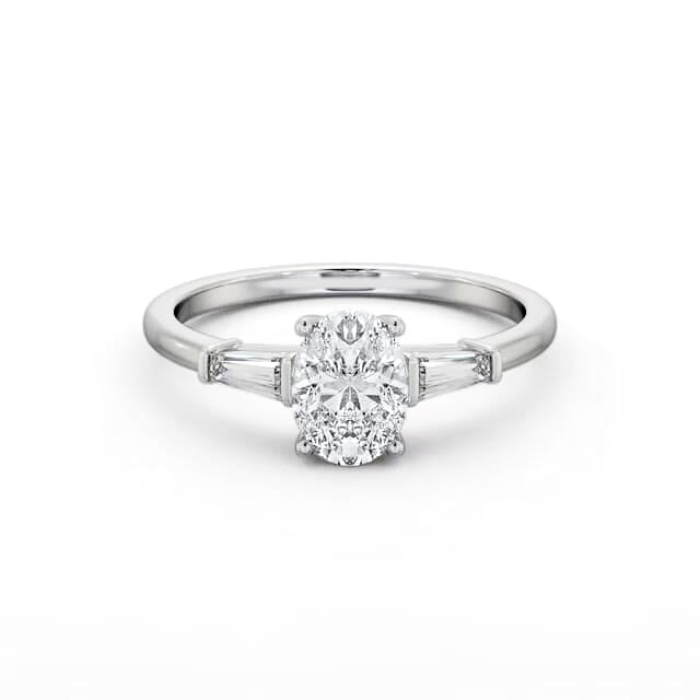 Oval Diamond Engagement Ring Palladium Solitaire With Side Stones - Amery ENOV26S_WG_HAND