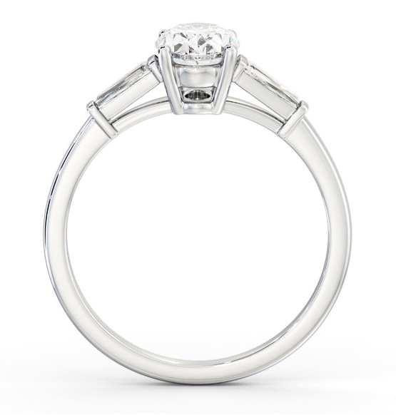 Oval Ring 18K White Gold Solitaire with Tapered Baguette Side Stones ENOV26S_WG_THUMB1 