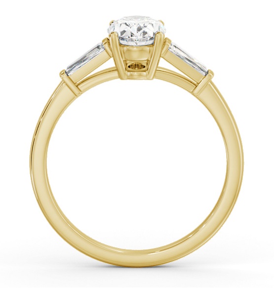 Oval Ring 18K Yellow Gold Solitaire with Tapered Baguette Side Stones ENOV26S_YG_THUMB1 