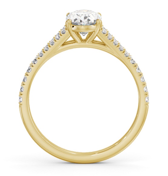 Oval Diamond Split Band Engagement Ring 18K Yellow Gold Solitaire ENOV27S_YG_THUMB1 