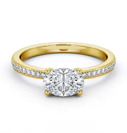 Oval Diamond East To West Engagement Ring 18K Yellow Gold Solitaire ENOV29S_YG_THUMB2 