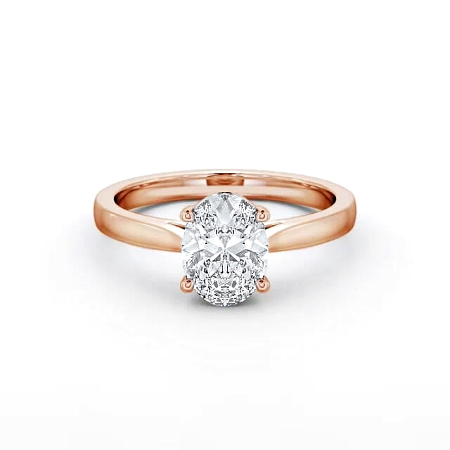 Oval Diamond Engagement Ring 18K Rose Gold Solitaire - Alana ENOV2_RG_HAND