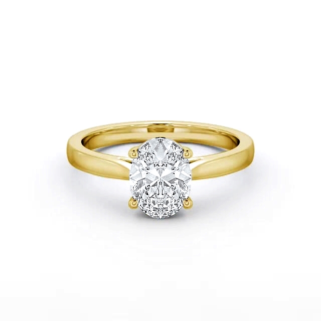 Oval Diamond Engagement Ring 9K Yellow Gold Solitaire - Alana ENOV2_YG_HAND