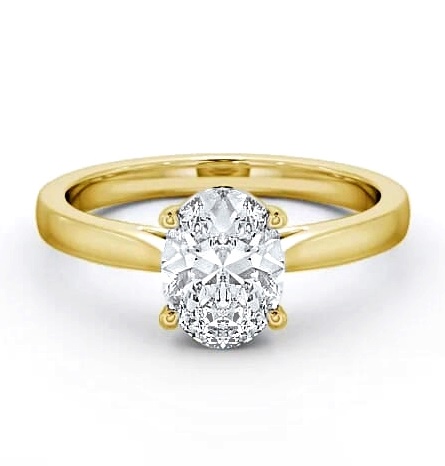 Oval Diamond 4 Prong Engagement Ring 9K Yellow Gold Solitaire ENOV2_YG_THUMB1