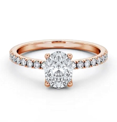 Oval Diamond 4 Prong Engagement Ring 9K Rose Gold Solitaire ENOV30S_RG_THUMB1