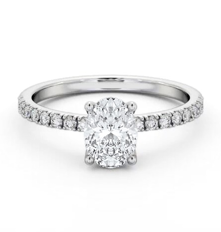 Oval Diamond 4 Prong Engagement Ring Platinum Solitaire with Channel ENOV30S_WG_THUMB1
