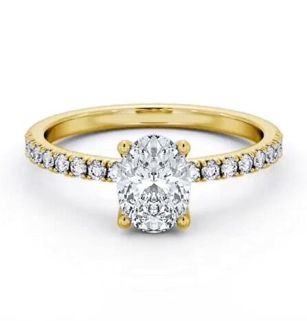 Oval Diamond 4 Prong Engagement Ring 9K Yellow Gold Solitaire ENOV30S_YG_THUMB2 