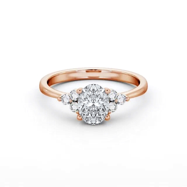 Oval Diamond Engagement Ring 18K Rose Gold Solitaire With Side Stones - Mylie ENOV31S_RG_HAND