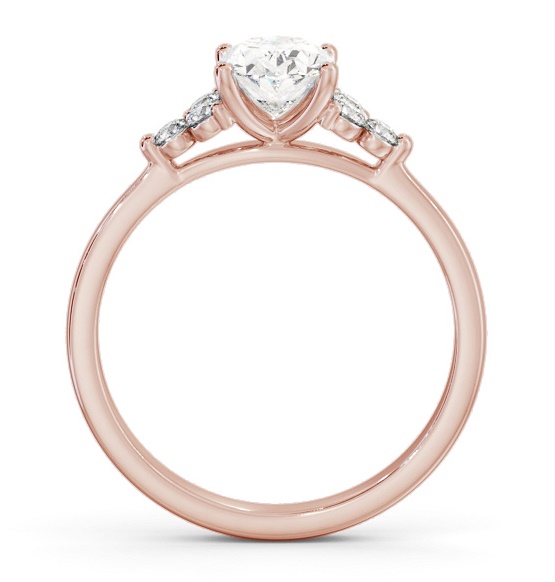 Oval Ring 18K Rose Gold Solitaire with Three Round Diamonds ENOV31S_RG_THUMB1 