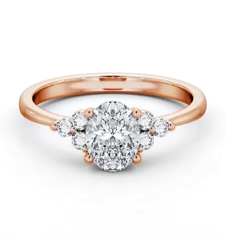 Oval Ring 18K Rose Gold Solitaire with Three Round Diamonds ENOV31S_RG_THUMB2 