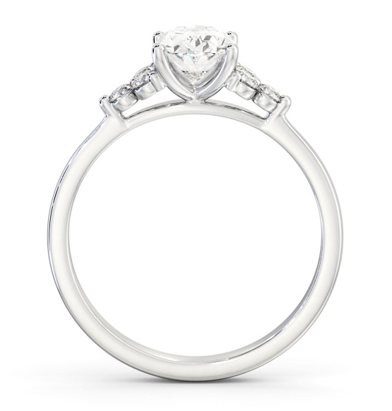 Oval Ring 18K White Gold Solitaire with Three Round Diamonds ENOV31S_WG_THUMB1 