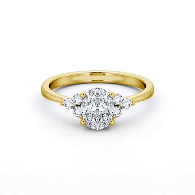 Oval Diamond Engagement Ring 18K Yellow Gold Solitaire With Side Stones - Mylie ENOV31S_YG_HAND