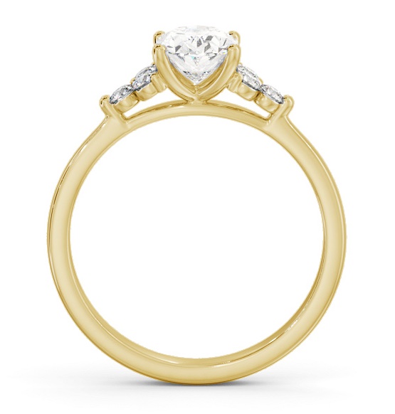 Oval Ring 18K Yellow Gold Solitaire with Three Round Diamonds ENOV31S_YG_THUMB1 