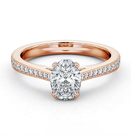 Oval Diamond 4 Prong Engagement Ring 18K Rose Gold Solitaire ENOV32S_RG_THUMB2 