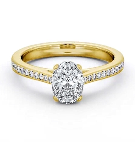 Oval Diamond 4 Prong Engagement Ring 18K Yellow Gold Solitaire ENOV32S_YG_THUMB2 