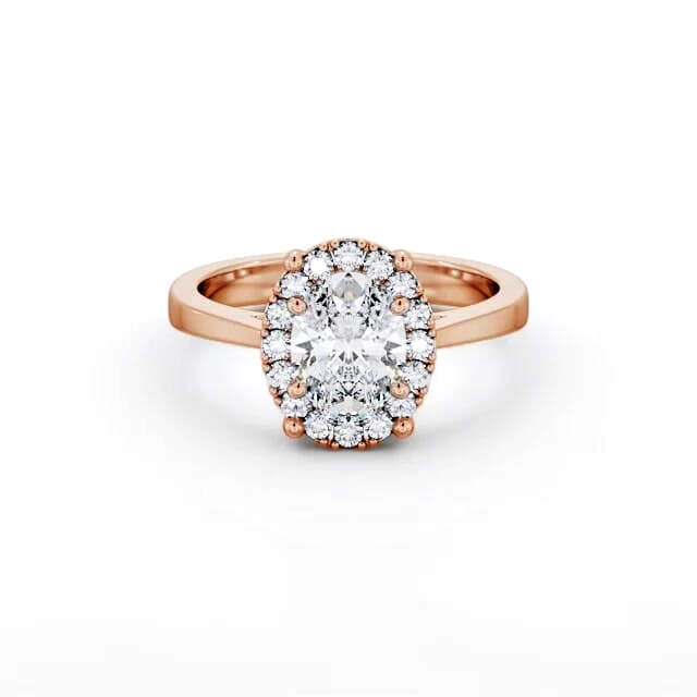Halo Oval Diamond Engagement Ring 18K Rose Gold - Zana ENOV33_RG_HAND