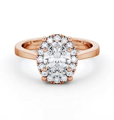 Halo Oval Diamond Cluster Engagement Ring 18K Rose Gold ENOV33_RG_THUMB1