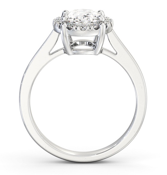 Halo Oval Diamond Cluster Engagement Ring 18K White Gold ENOV33_WG_THUMB1 
