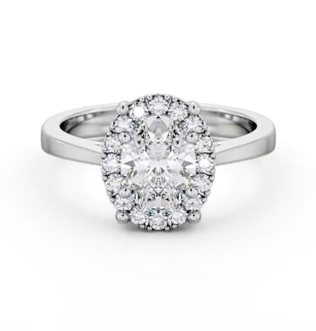 Halo Oval Diamond Cluster Engagement Ring 9K White Gold ENOV33_WG_THUMB2 