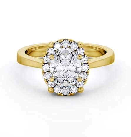 Halo Oval Diamond Cluster Engagement Ring 18K Yellow Gold ENOV33_YG_THUMB2 