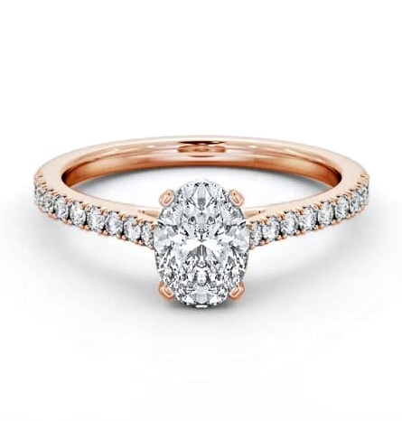 Oval Diamond 4 Prong Engagement Ring 18K Rose Gold Solitaire ENOV33S_RG_THUMB1