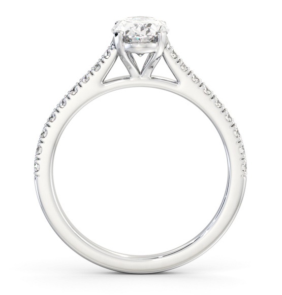 Oval Diamond 4 Prong Engagement Ring 18K White Gold Solitaire with Channel Set Side Stones ENOV33S_WG_THUMB1 