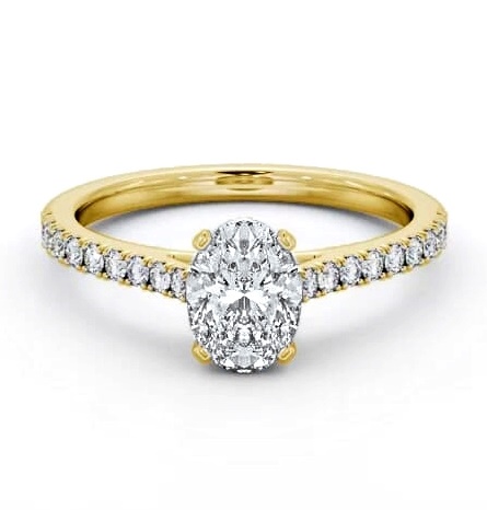 Oval Diamond 4 Prong Engagement Ring 18K Yellow Gold Solitaire ENOV33S_YG_THUMB1