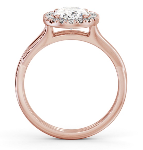 Halo Oval Diamond Crossover Band Engagement Ring 18K Rose Gold ENOV34_RG_THUMB1 