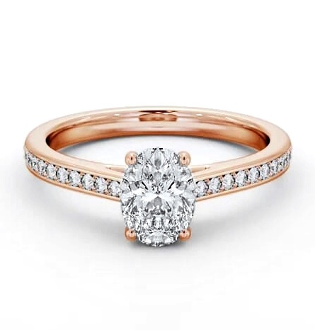 Oval Diamond 4 Prong Engagement Ring 9K Rose Gold Solitaire ENOV34S_RG_THUMB1