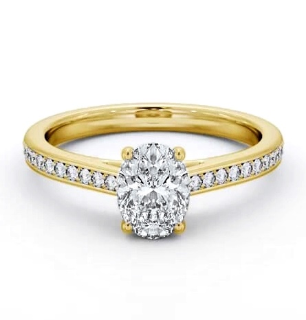 Oval Diamond 4 Prong Engagement Ring 18K Yellow Gold Solitaire ENOV34S_YG_THUMB1