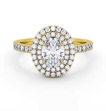 Double Halo Oval Diamond Engagement Ring 9K Yellow Gold ENOV35_YG_THUMB1