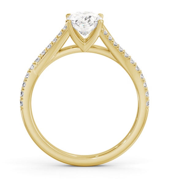 Oval Ring 18K Yellow Gold Solitaire with Offset Side Stones ENOV35S_YG_THUMB1 