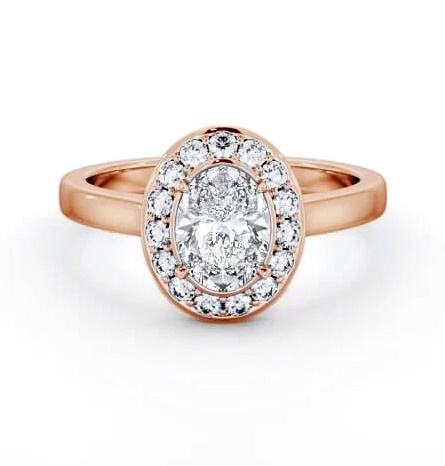 Halo Oval Diamond Engagement Ring 18K Rose Gold ENOV36_RG_THUMB2 