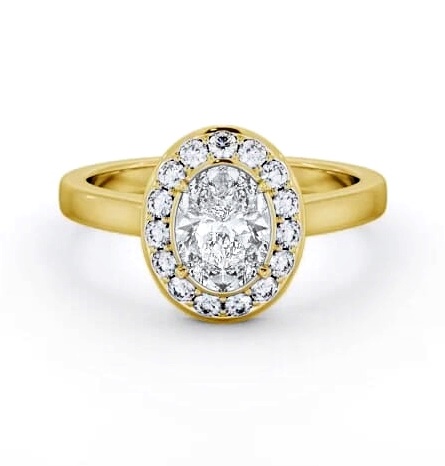 Halo Oval Diamond Engagement Ring 18K Yellow Gold ENOV36_YG_THUMB1