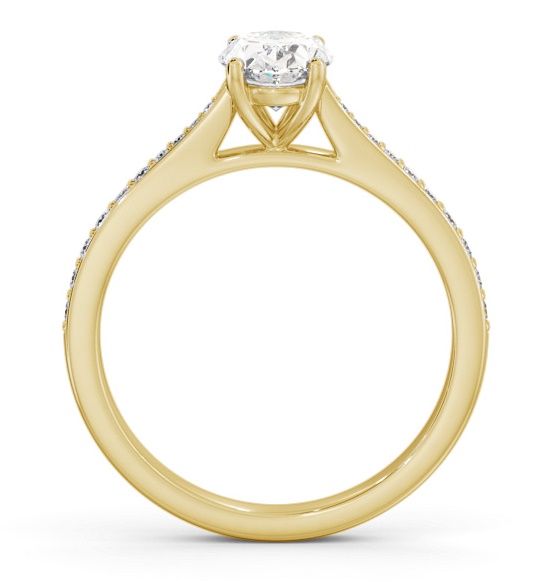 Oval Diamond Tapered Band Engagement Ring 18K Yellow Gold Solitaire ENOV36S_YG_THUMB1 