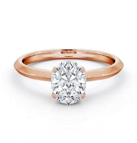 Oval Diamond Knife Edge Band Engagement Ring 9K Rose Gold Solitaire ENOV37_RG_THUMB1