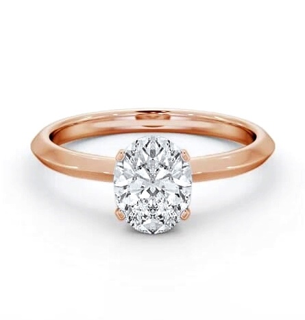 Oval Diamond Knife Edge Band Engagement Ring 18K Rose Gold Solitaire ENOV37_RG_THUMB2 
