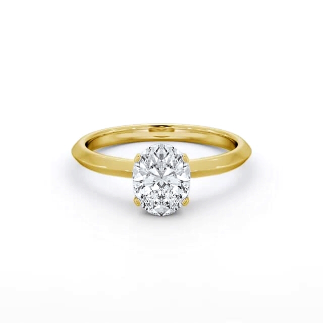 Oval Diamond Engagement Ring 18K Yellow Gold Solitaire - Damiya ENOV37_YG_HAND