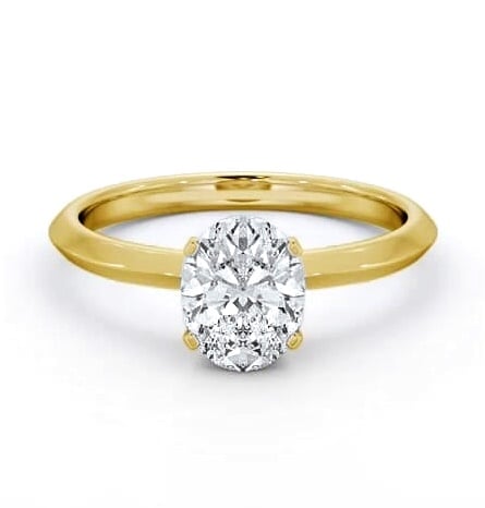 Oval Diamond Knife Edge Band Engagement Ring 9K Yellow Gold Solitaire ENOV37_YG_THUMB1